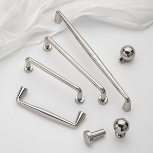 轻奢法式钛银长条形柜门拉手螺丝固定式五金配饰家具把手