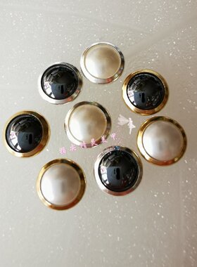 【施】正 品奥钻华子 包边珍珠ss34 白色黑色包金边美甲饰品