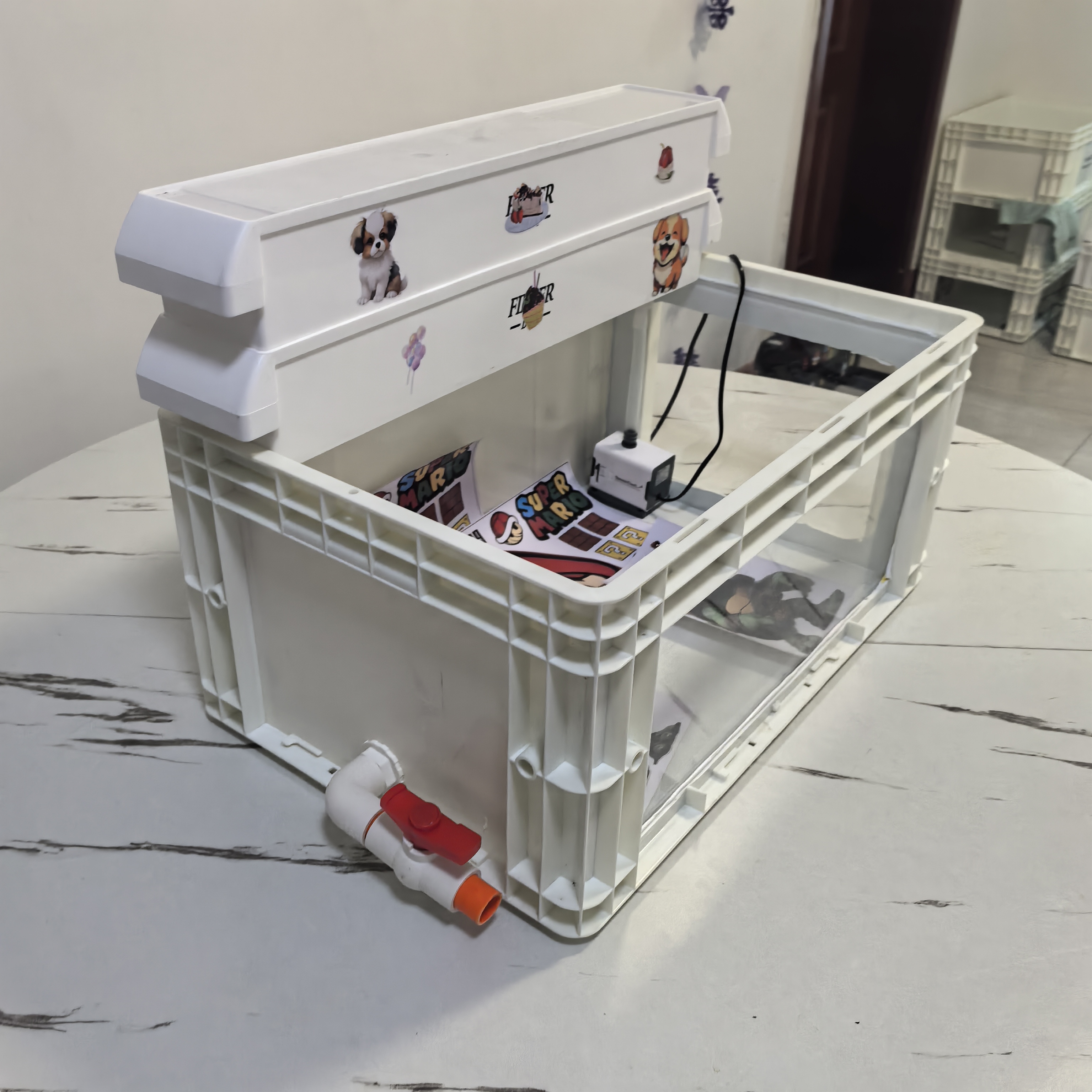 横版带侧排可视周转箱龟缸乌龟缸