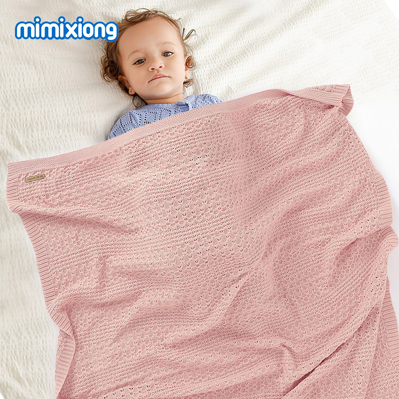 ins热卖春夏新品婴儿盖毯棉质镂空挡风推车盖被针织床盖空调被
