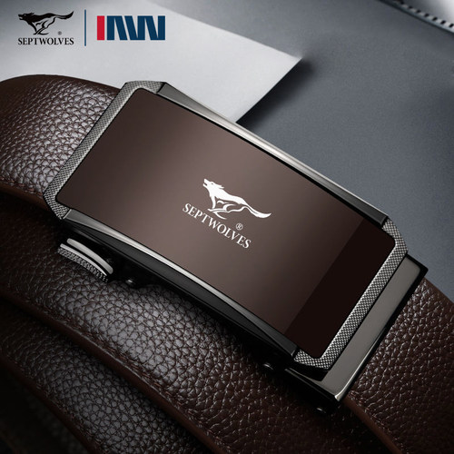 七匹狼正品镜面黑扣西装男士皮带