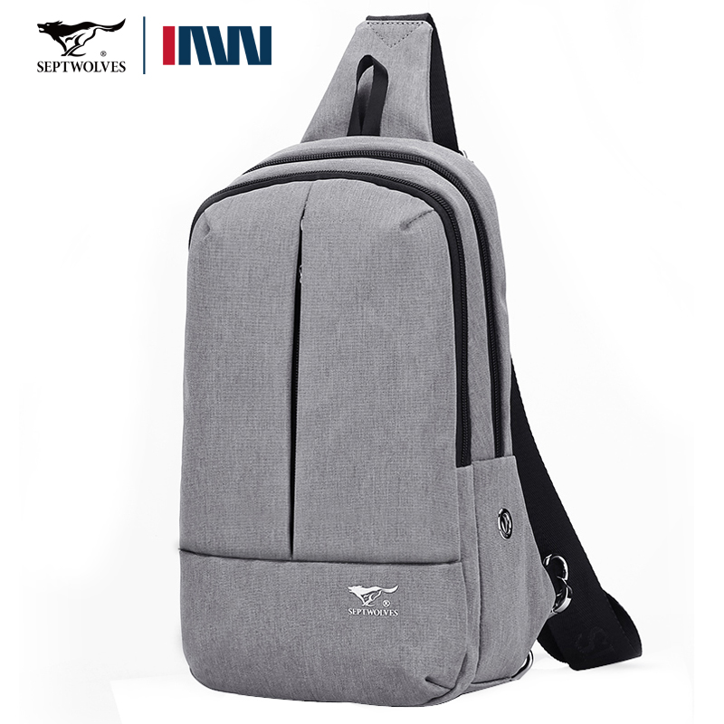 七匹狼男士胸包休闲牛津布单肩斜挎包便携小背包胸挎包大号平板包