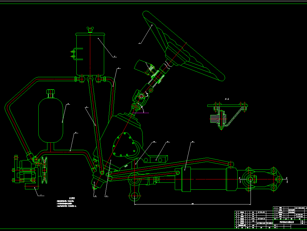 大卡车液压助力转向系统设计2d图机械cad素材