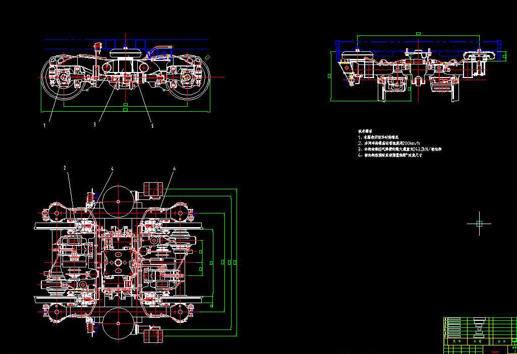 动车转向架构架设计无说明2d图机械cad素材