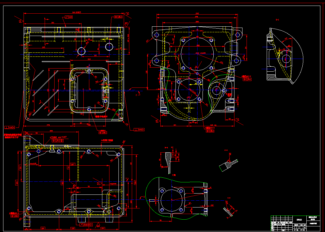 汽车变速箱箱体加工工艺及夹具设计2d图机械cad素材