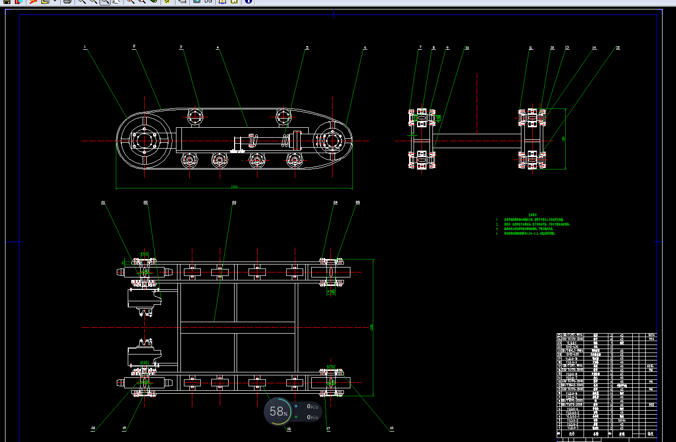 履带式液压驱动底盘的设计2d图机械素材