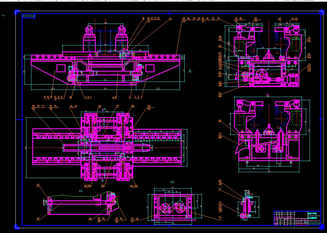 基于TY395柴油机机体缸孔粗镗组合机床总体夹具2D图机械CAD图纸