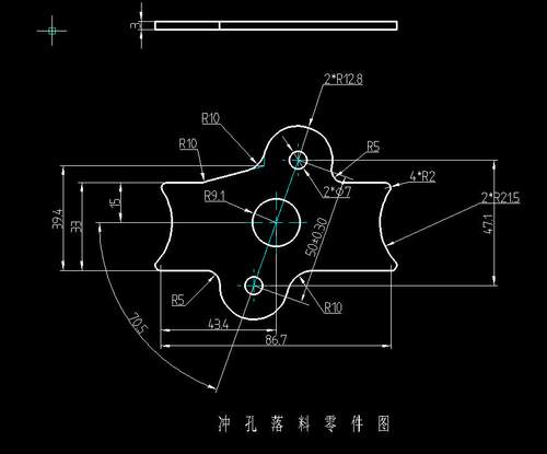 摩托车车架连接片冲压件模具设计2D图机械CAD图纸