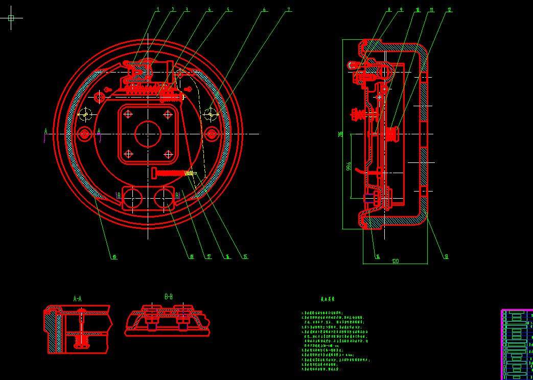 汽车制动系设计2d图机械cad素材
