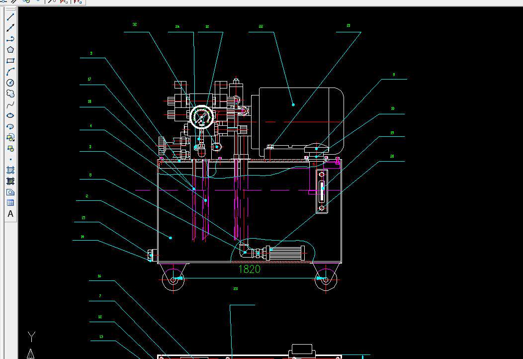 大型客车三自由度综合试验台结构设计2d图机械cad素材