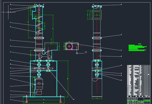 Lc垂直螺旋输送机设计2D图机械CAD+说明图纸