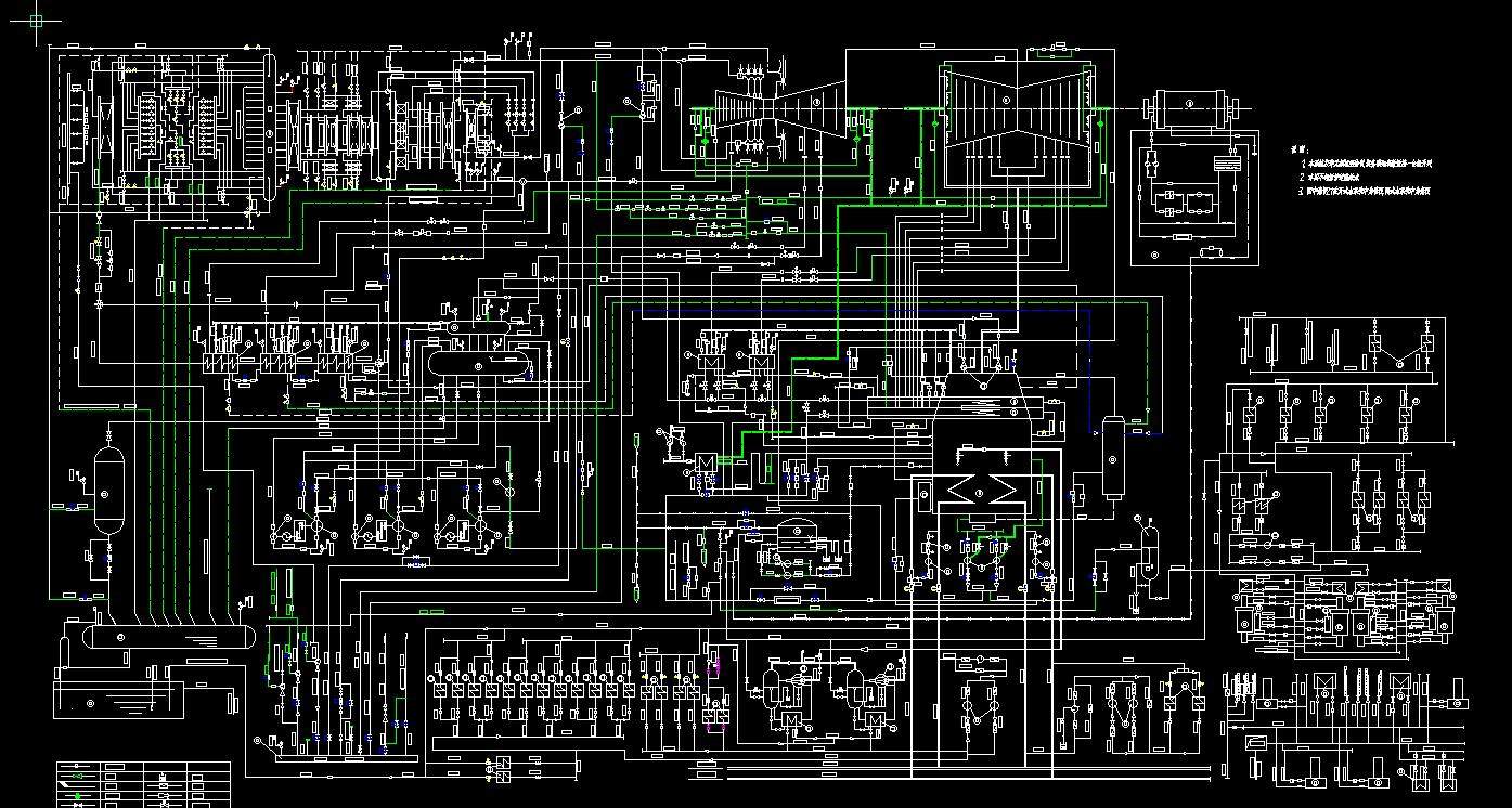 某自备电厂100mw机组全面性热力系统的设计2d图机械cad素材