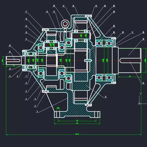 2Z-X型两级行星齿轮减速器设计2D图机械CAD+说明图纸
