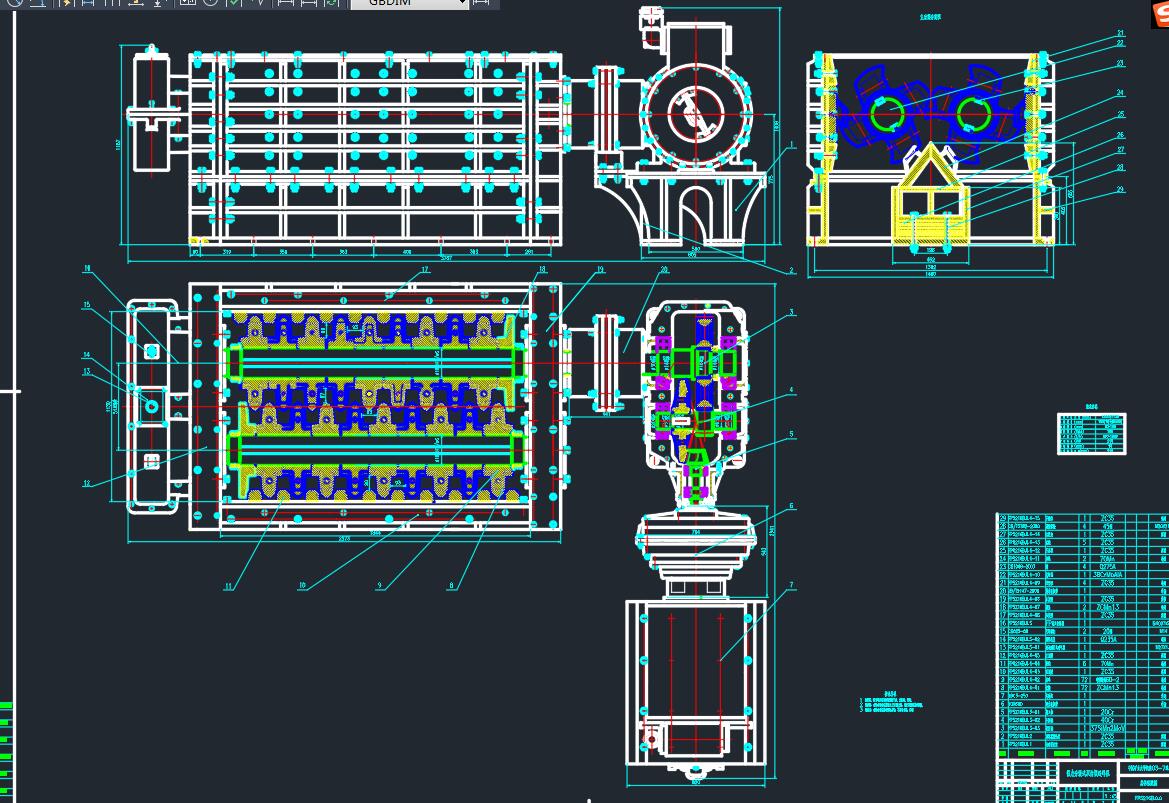 FP5216B强力分级式双齿辊破碎机设计2D图机械CAD+说明图纸