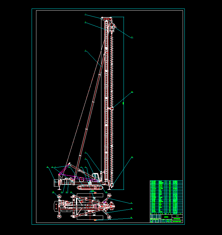 jzl90长螺旋钻机平台结构设计2d图机械cad素材