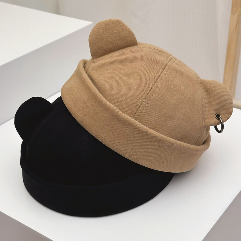 日系猫耳朵地主瓜皮帽男女百搭无檐流氓地痞帽子秋冬嘻哈雅痞情侣