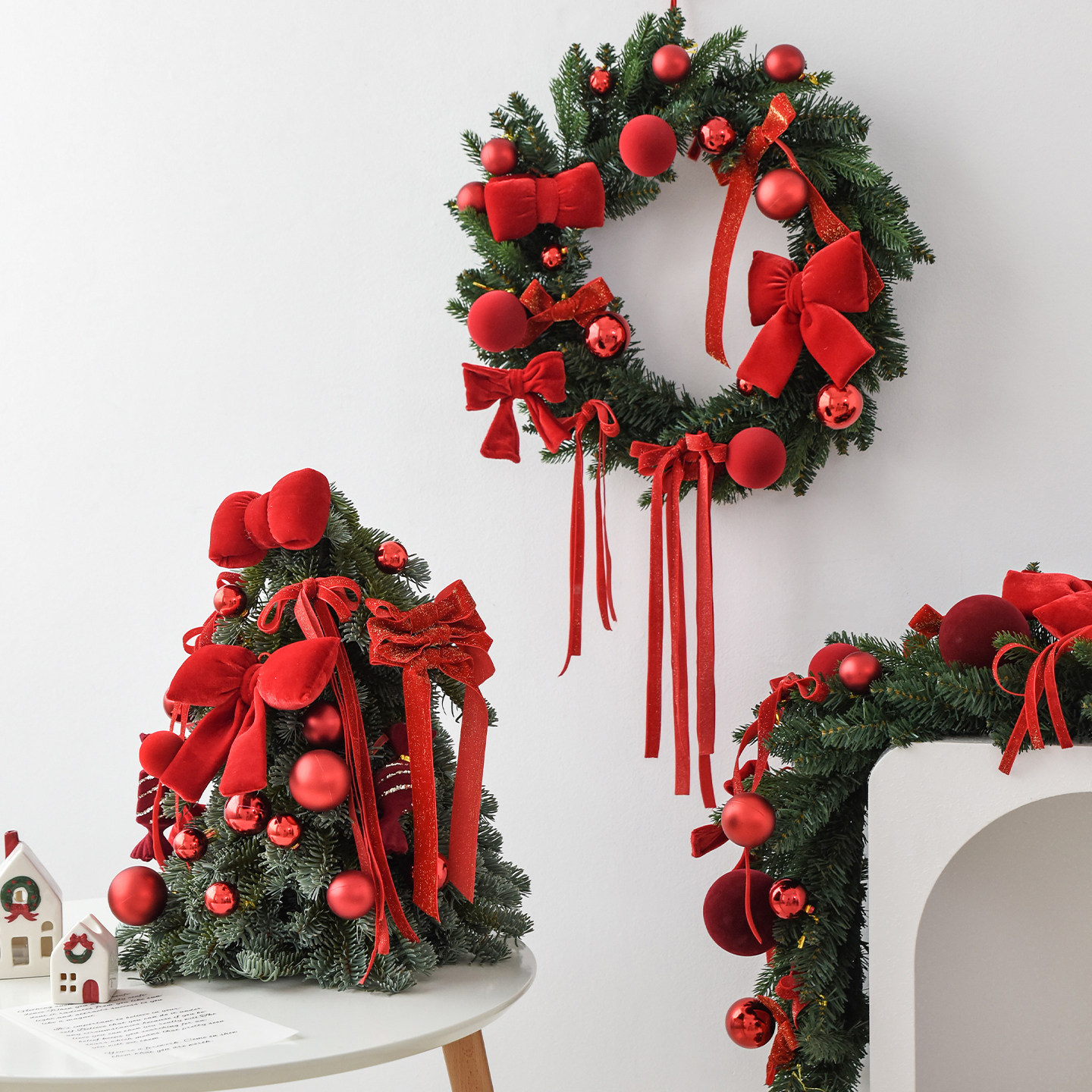 诺琪 圣诞节装饰品迷你圣诞树套餐桌面小型摆件圣诞场景布置装饰