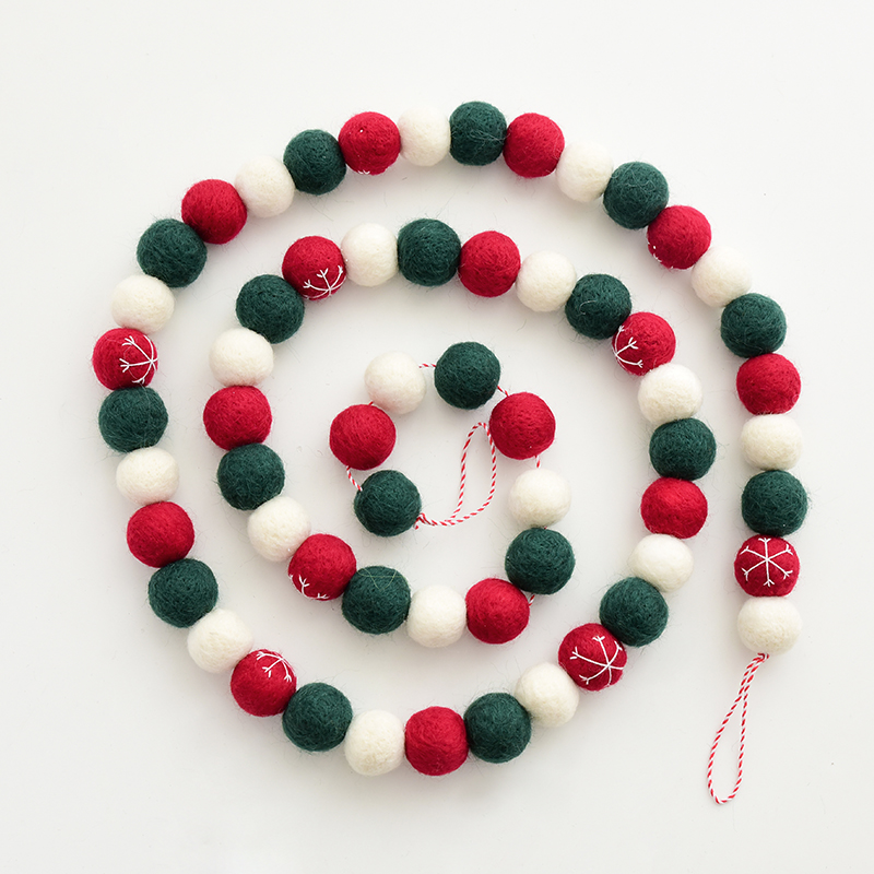 NUCHI圣诞装饰羊毛毡球串