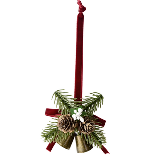 诺琪 圣诞装饰品铃铛蝴蝶结松针松果挂件车挂圣诞树节日氛围挂饰