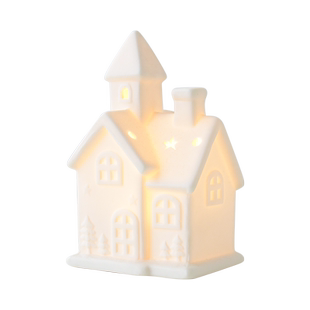 诺琪北欧圣诞陶瓷房子桌面摆件发光圣诞雪屋雪人迷你圣诞树装饰品