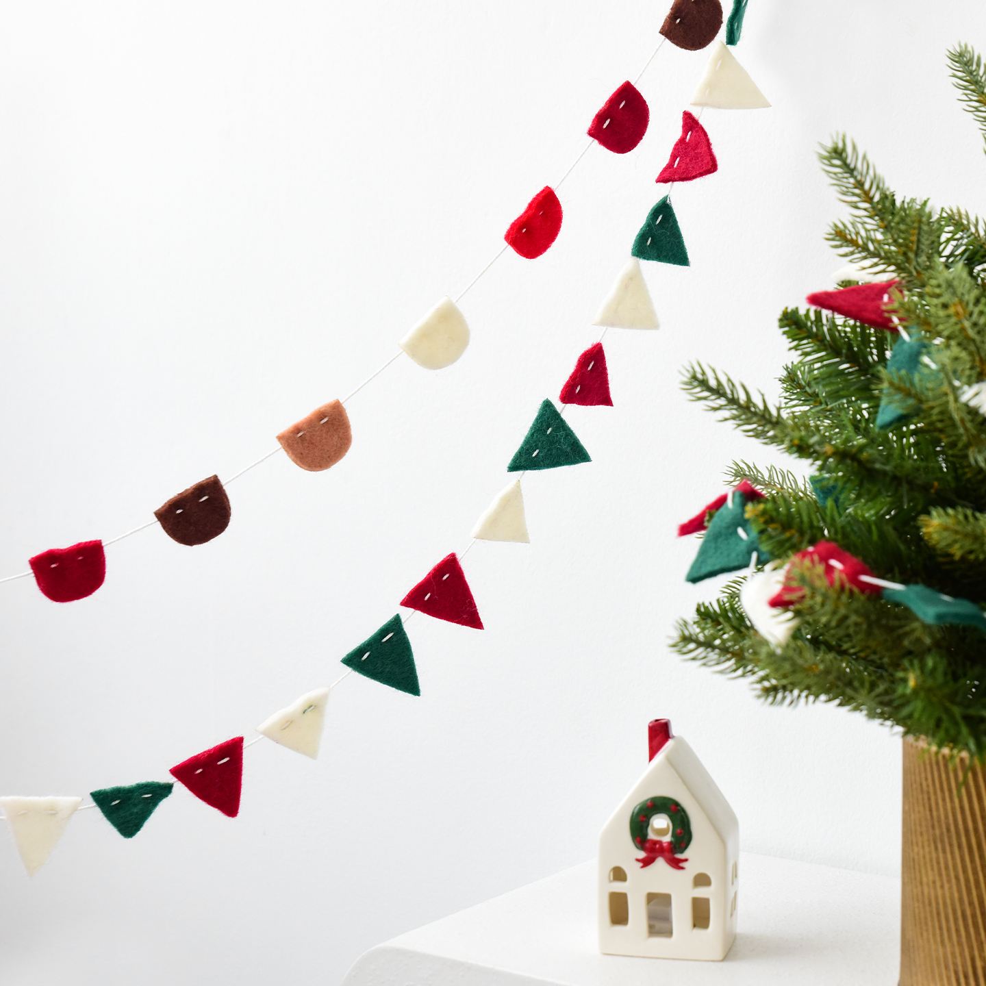 诺琪 圣诞节装饰品羊毛毡拉旗串旗圣诞树装饰三角旗挂件场景布置