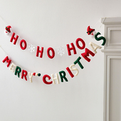 christmas串旗节日派对布置装 诺琪 圣诞拉旗彩旗羊毛毡merry 饰