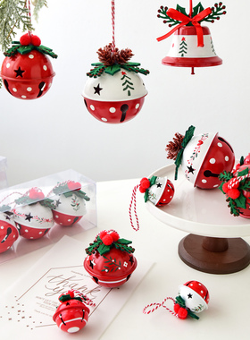 诺琪 圣诞节装饰品红果绿叶铁铃铛铃铛串圣诞树装饰挂件(可响)