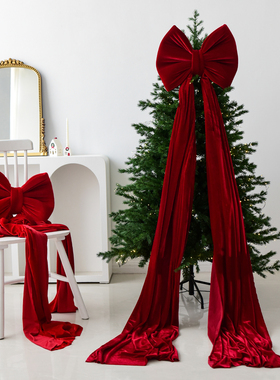 诺琪 圣诞蝴蝶结圣诞节装饰品绒布超大蝴蝶结圣诞树挂件场景布置