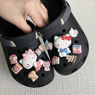 可爱洞洞鞋配饰kt猫鞋花crocs鞋扣配件hellokitty少女diy装饰扣
