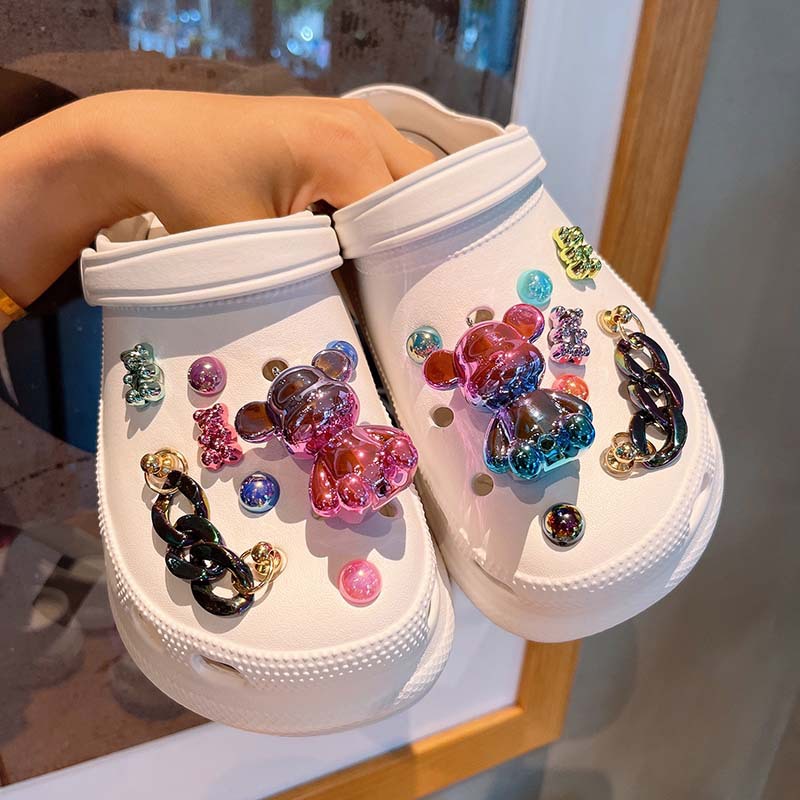 暴力熊洞洞鞋扣鞋花crocs配饰酷炫立体diy装饰可拆卸史迪仔链条