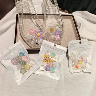 同款韩版果冻鞋鞋花鞋扣水晶鞋透色宝石珍珠花朵方头凉鞋扣