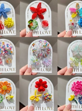 原创串珠手工花水晶鞋洞洞鞋配饰 适配crocs芭蕾鞋洞洞鞋果冻鞋扣