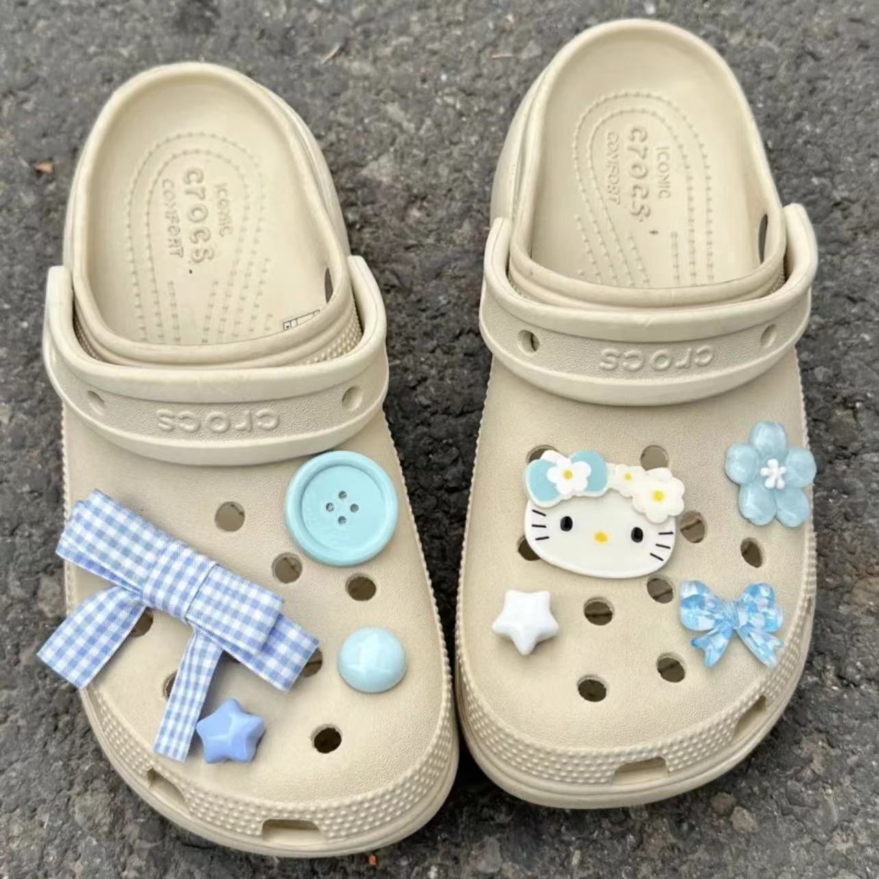 蝴蝶结樱花kt猫洞洞鞋鞋扣crocs配饰鞋花diy鞋扣可爱卡通少女ins