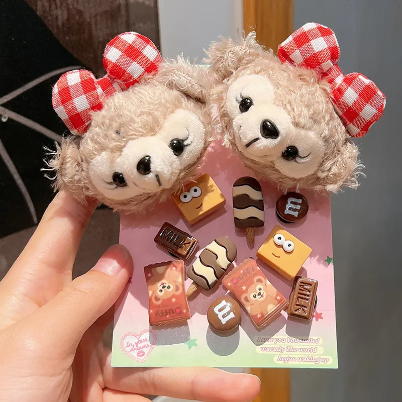 可爱达菲熊头公仔鞋扣卡通雪莉玫头毛绒洞洞鞋鞋可拆卸鞋花鞋扣