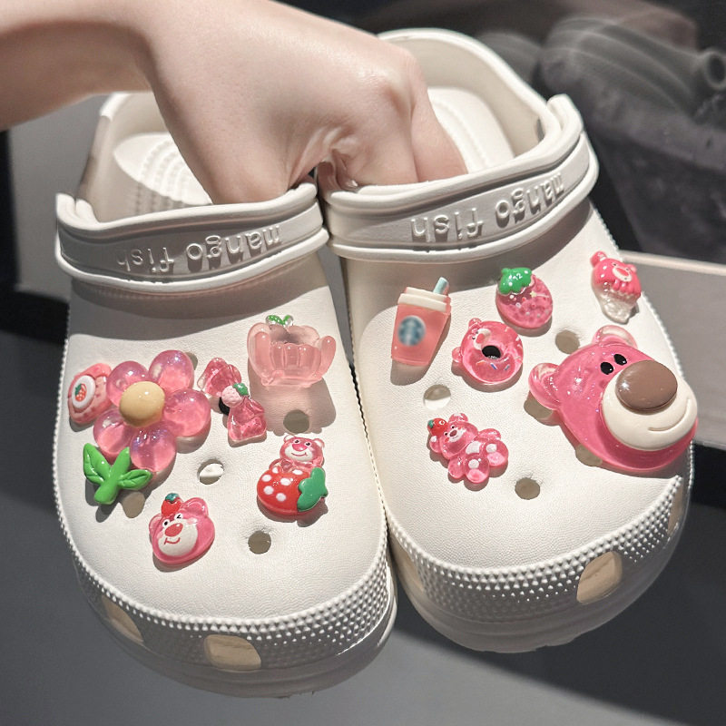 水晶花朵草莓熊crocs洞洞鞋鞋花鞋扣装饰diy凉鞋拖鞋鞋扣配件