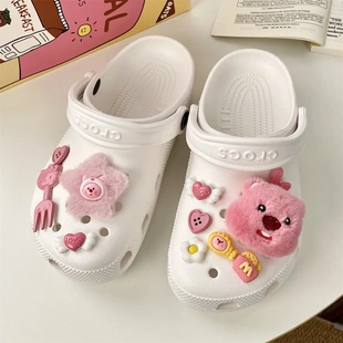 露比loopy毛绒鞋花可爱海狸crocs配饰洞洞鞋鞋扣配件玩偶diy装饰