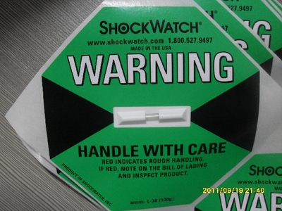 全国包邮Shockwatch防震标签100G绿色TILTWATCH冲击指示器感应器