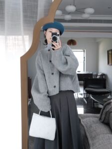 慵懒风套装高级感超好看毛呢外套百褶裙子两件套深冬装搭配一整套