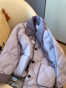 今年流行的棉袄紫色菱格棉服夹棉小香风外套女2023新款爆款秋冬季
