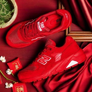 580男鞋 本命年红色休闲女鞋 春夏季 男n字运动鞋 跑步鞋 品牌正品