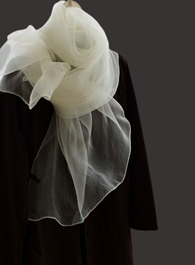 轻盈空气感薄款真丝桑蚕丝欧根纱围巾披肩女春夏蓬松maito纱巾