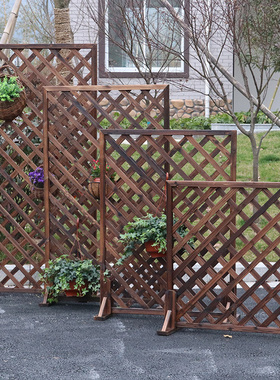 防腐木栅栏碳化户外围栏篱笆庭院屏风隔断护栏花园爬藤架网格花架