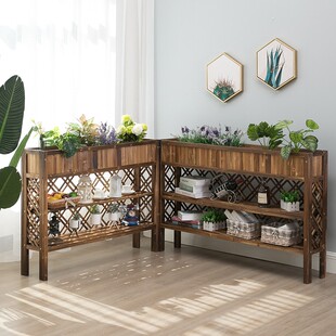 餐厅隔断花架户外花槽防腐木木栅栏庭院花架围栏饭店装饰花盆架子