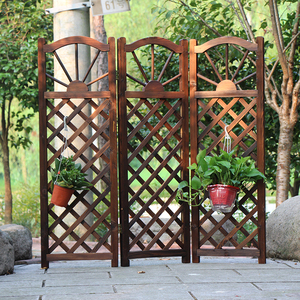 高档实木中式屏风隔断可折叠网格攀爬架家居装饰防腐木田园复古屏