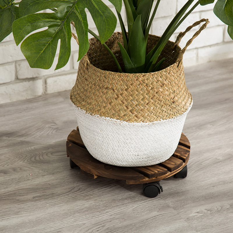 特价碳化防腐木圆形木质带万向轮