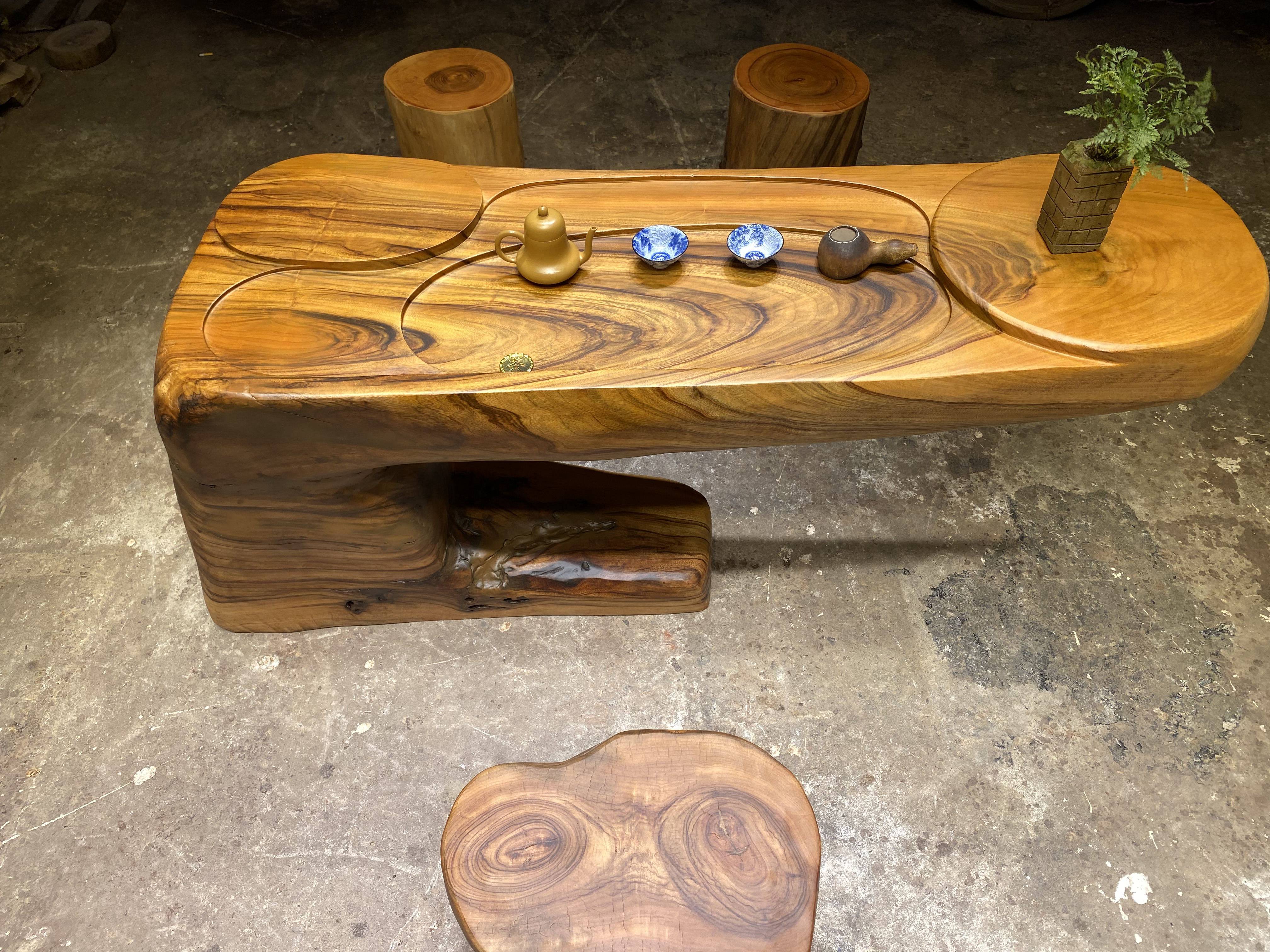 香樟木根雕茶台树根茶桌家用经济型阳台小茶几138x48x69木质工艺