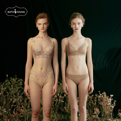 宝诗嫣法式超薄三角杯内衣/轻聚拢蕾丝文胸套装