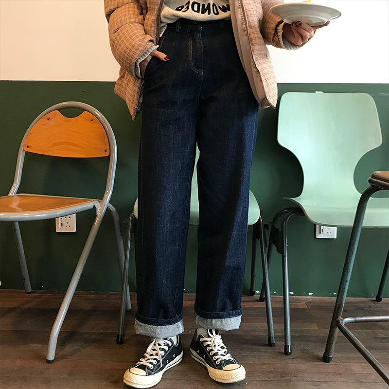 2025新款女装春秋大码牛仔裤宽松高腰直筒胖妹妹阔腿女裤子显瘦潮
