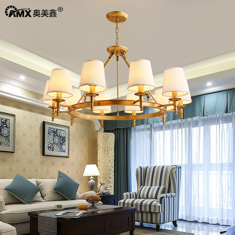 美式乡村铁艺吊灯仿铜色大气客厅灯吸吊两用卧室餐厅书房创意大灯,家装灯饰光源,客厅吊灯,淘宝优惠券,粉丝福利购,淘宝优惠卷