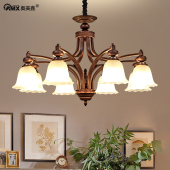 艺术灯 主灯餐厅卧室铁艺咖啡色经典 高档美式 复古客厅吊灯简约欧式